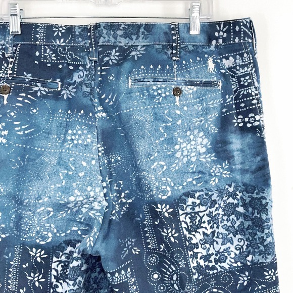 Polo Ralph Lauren Shorts Mens 36 Blue Patchwork Bandana Print Cotton Relaxed Fit - Picture 9 of 10
